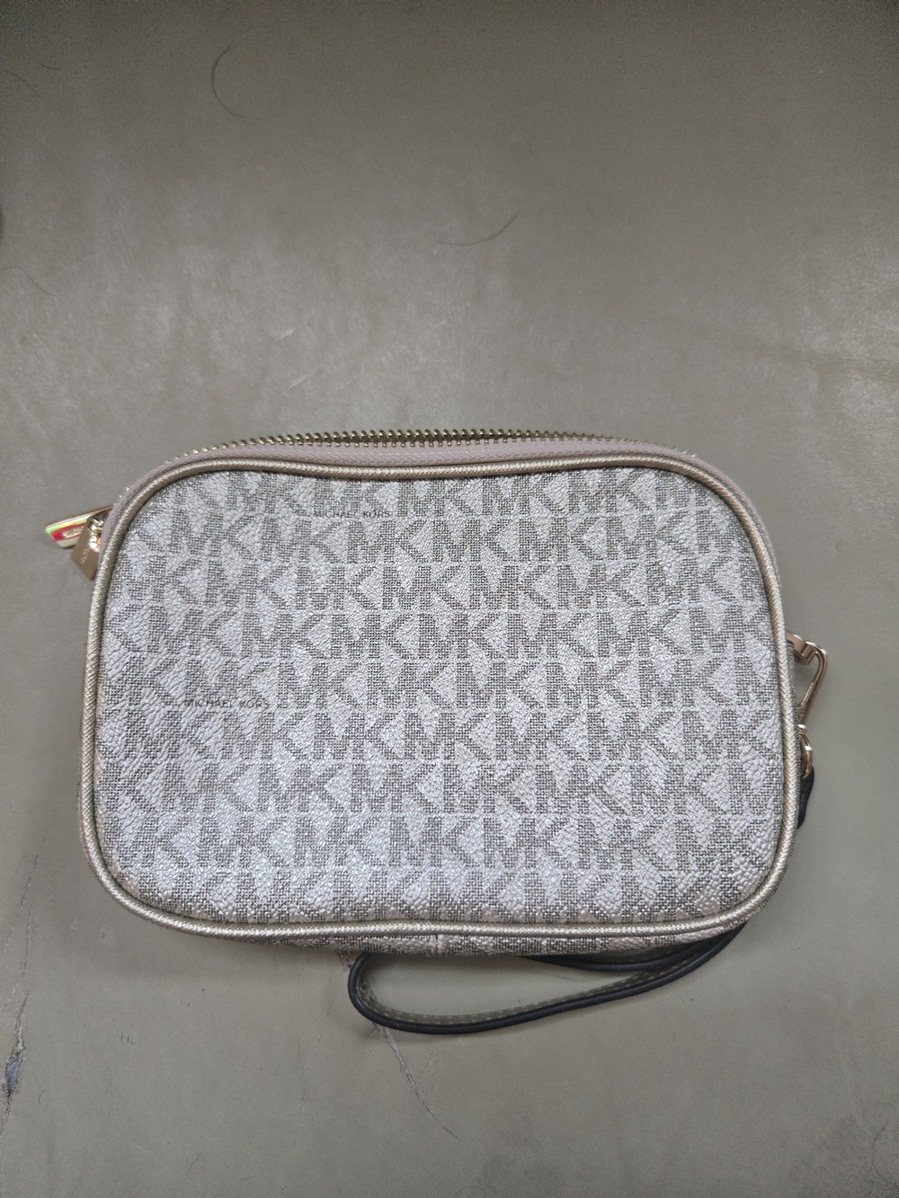 Michael Kors Beige Signature MK Logo Wristlet